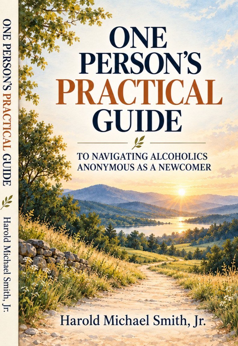 Illustrated book cover featuring a path through hills toward a sunlit lake